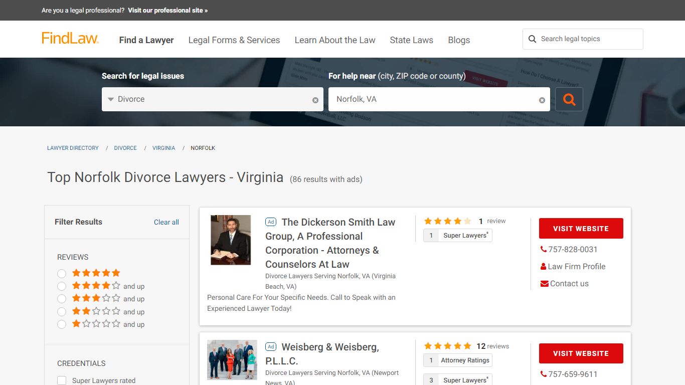 Best Norfolk Divorce Lawyers & Law Firms - Virginia | FindLaw