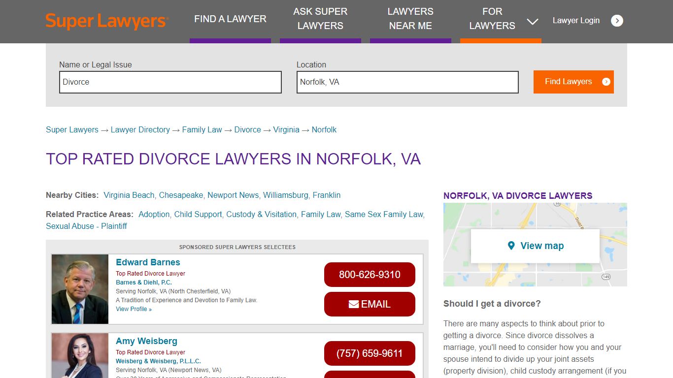 Best Norfolk, VA Divorce Attorneys | Super Lawyers